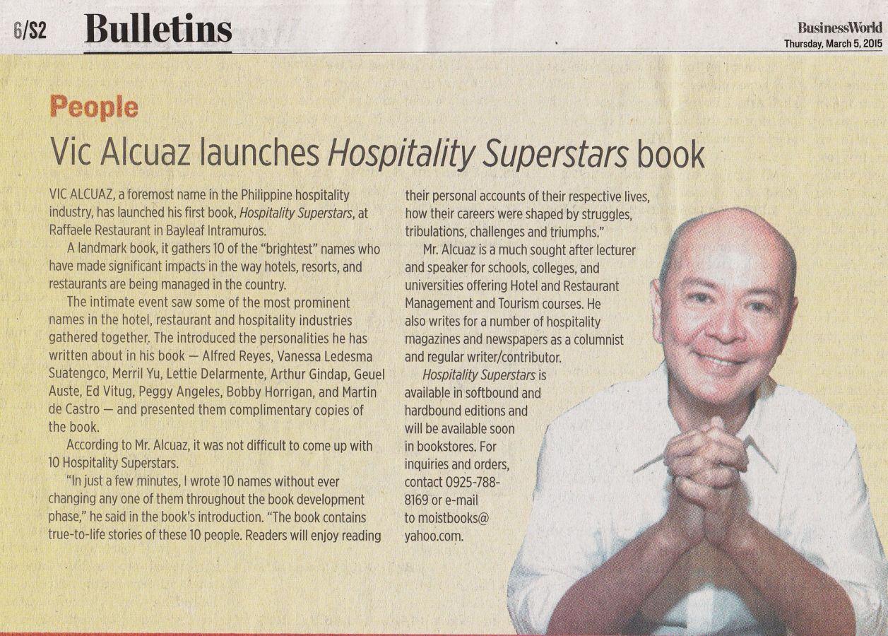 Vic Alcuaz launches Hospitality Superstars book